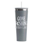 Gone Fishing RTIC Everyday Tumbler with Straw - 28oz - Grey - Single-Sided (Personalized)