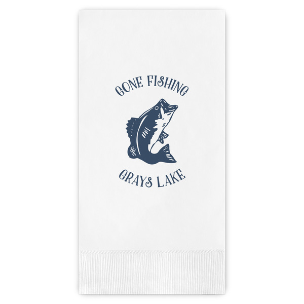 Custom Gone Fishing Guest Napkins - Full Color - Embossed Edge (Personalized)