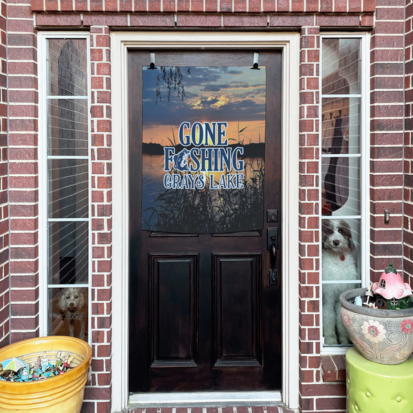 Gone Fishing House Flags - Double Sided - (Over the door) LIFESTYLE