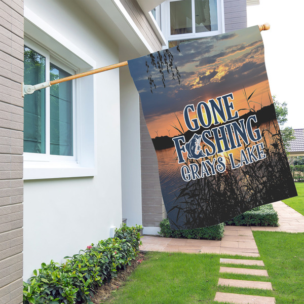 Gone Fishing House Flags - Single Sided - LIFESTYLE