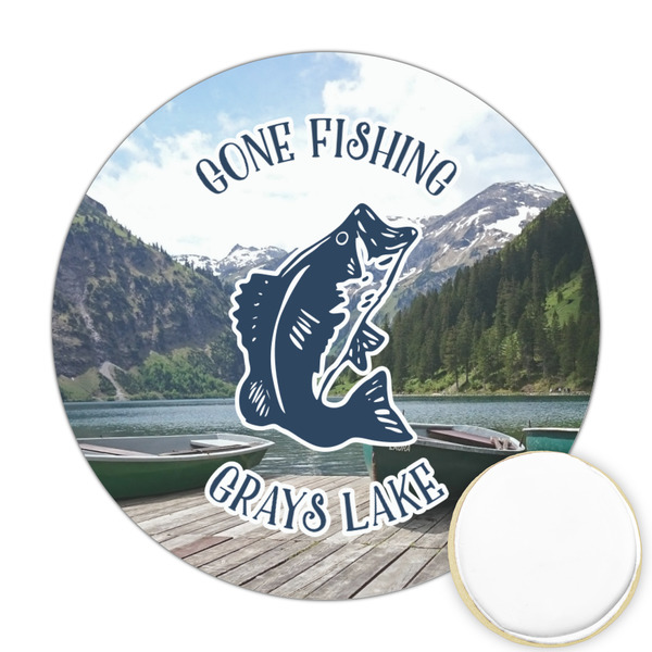 Custom Gone Fishing Printed Cookie Topper - Round (Personalized)