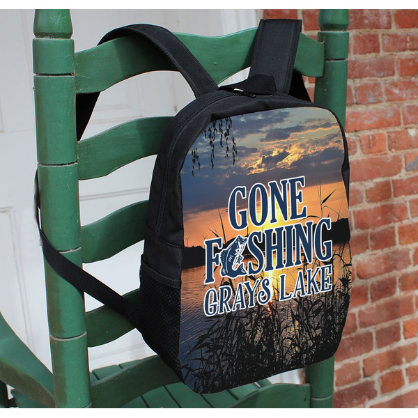 Gone Fishing Kids Backpack - In Context