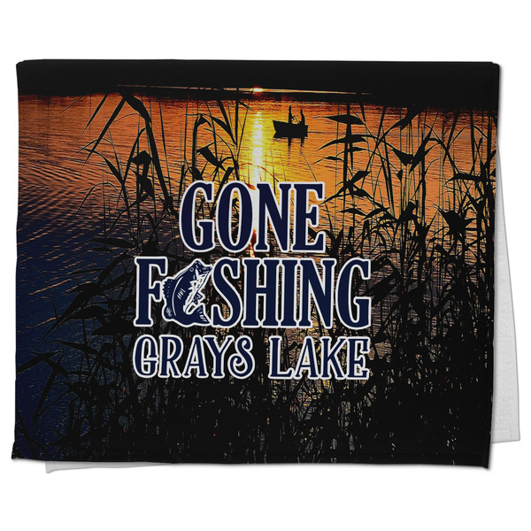 Custom Gone Fishing Kitchen Towel - Poly Cotton w/ Name or Text