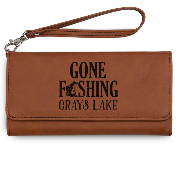 Custom Gone Fishing Ladies Leatherette Wallet - Laser Engraved - Rawhide (Personalized)