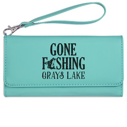 Gone Fishing Ladies Leatherette Wallet - Laser Engraved- Teal (Personalized)