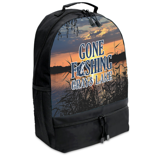 Custom Gone Fishing Backpacks - Black (Personalized)
