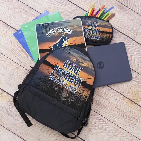 Gone Fishing Large Backpack - Black - With Stuff