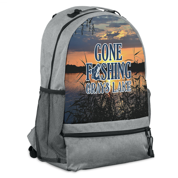 Custom Gone Fishing Backpack - Grey (Personalized)