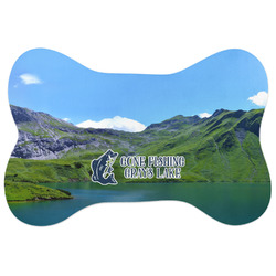 Gone Fishing Bone Shaped Dog Food Mat (Large) (Personalized)