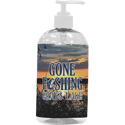 Gone Fishing Plastic Soap / Lotion Dispenser (16 oz - Large - White) (Personalized)