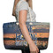 Gone Fishing Large Rope Tote Bag - In Context View