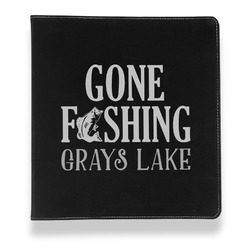 Gone Fishing Leather Binder - 1" - Black (Personalized)