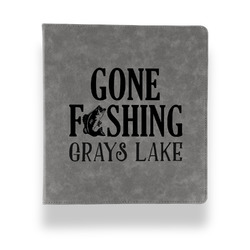 Gone Fishing Leather Binder - 1" - Grey (Personalized)