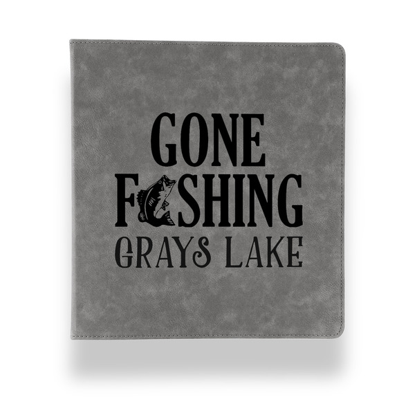 Gone Fishing Leather Binder - 1" - Grey - Front View
