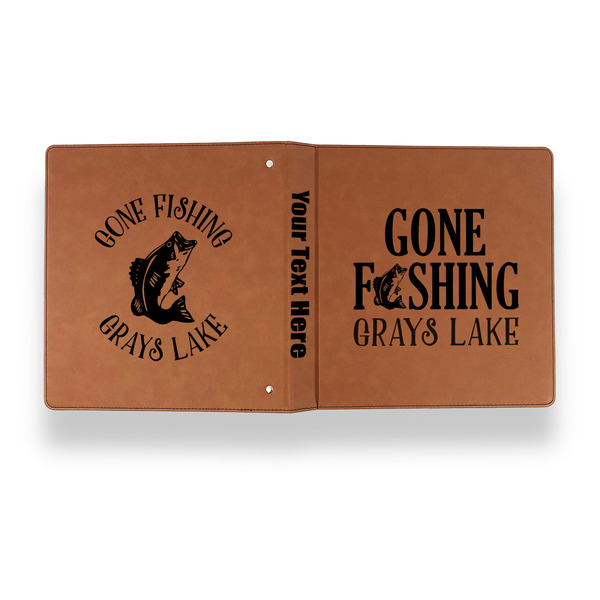 Gone Fishing Leather Binder - 1" - Rawhide - Back Spine Front View