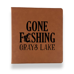 Gone Fishing Leather Binder - 1" - Rawhide (Personalized)
