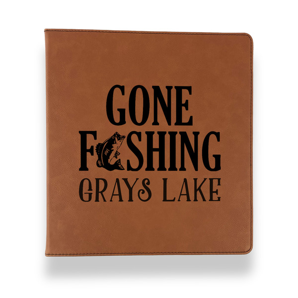 Custom Gone Fishing Leather Binder - 1" - Rawhide (Personalized)