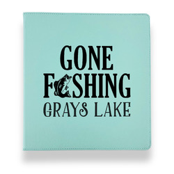 Gone Fishing Leather Binder - 1" - Teal (Personalized)