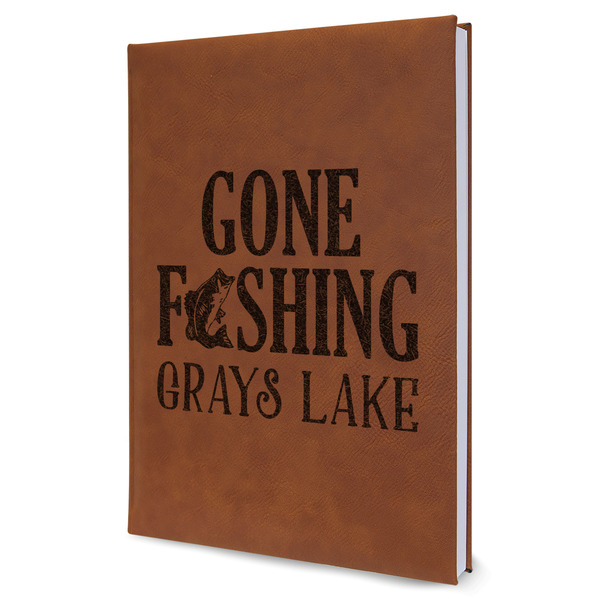 Custom Gone Fishing Leather Sketchbook - Large - Single Sided (Personalized)