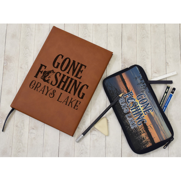 Gone Fishing Leather Sketchbook - Large - Single Sided - In Context