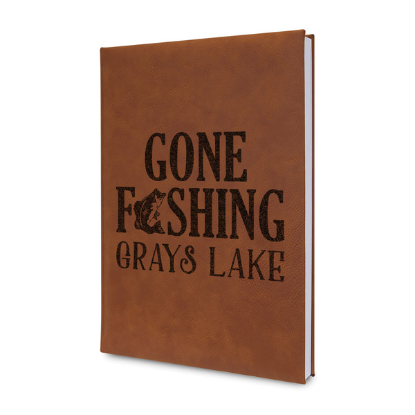 Custom Gone Fishing Leather Sketchbook - Small - Double Sided (Personalized)
