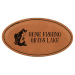 Gone Fishing Leatherette Oval Name Badge with Magnet (Personalized)