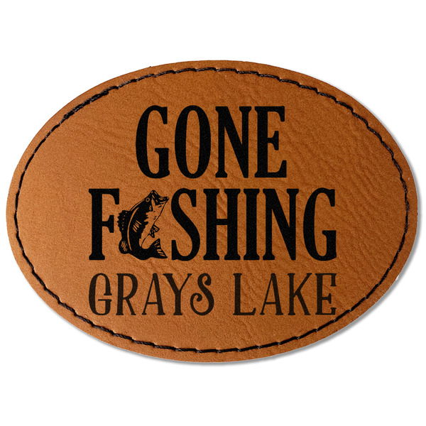 Gone Fishing Leatherette Patches - Oval