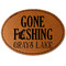Gone Fishing Faux Leather Iron On Patch - Oval (Personalized)