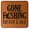 Gone Fishing Faux Leather Iron On Patch - Square (Personalized)