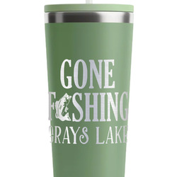 Gone Fishing RTIC Everyday Tumbler with Straw - 28oz - Light Green - Single-Sided (Personalized)