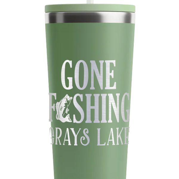 Gone Fishing Light Green RTIC Everyday Tumbler - 28 oz. - Close Up