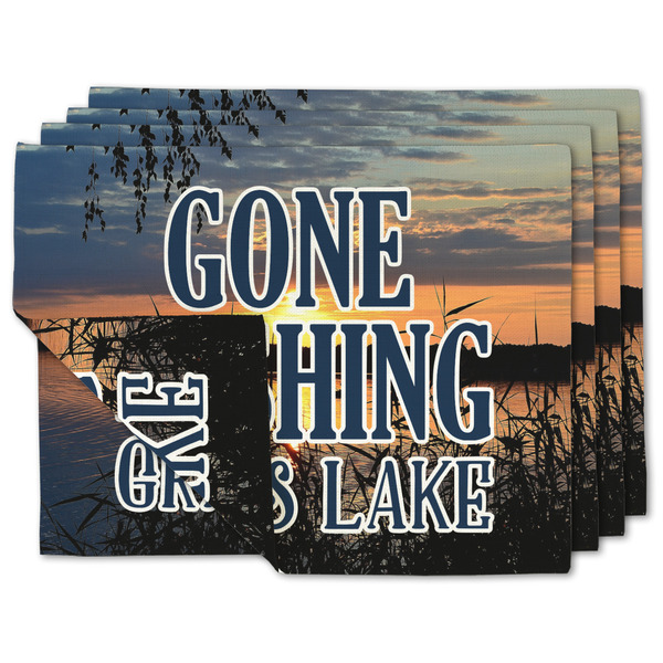 Custom Gone Fishing Double-Sided Linen Placemat - Set of 4 w/ Name or Text