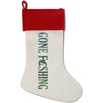 Gone Fishing Red Linen Stocking (Personalized)