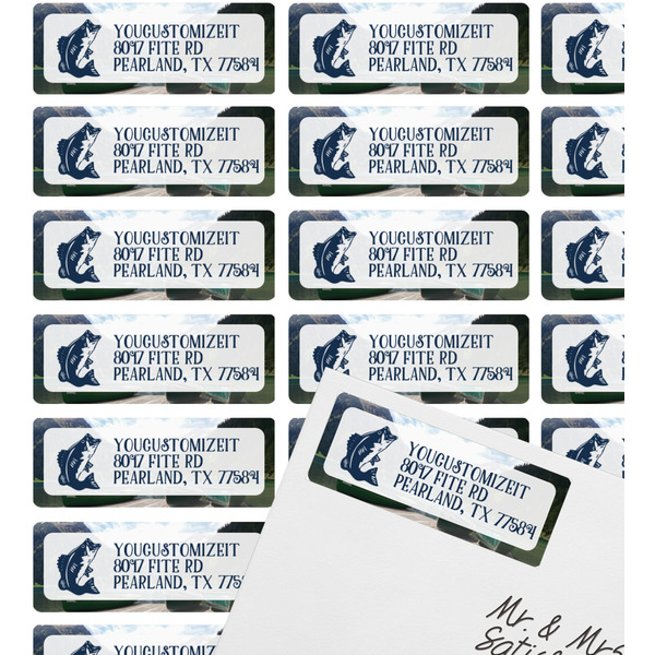 Gone Fishing Mailing Label on Envelope - Multiple Labels