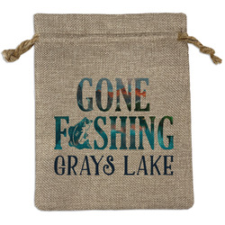 Gone Fishing Medium Burlap Gift Bag - Front (Personalized)