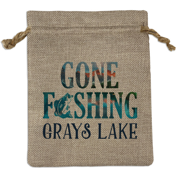 Custom Gone Fishing Burlap Gift Bag (Personalized)