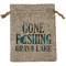 Gone Fishing Medium Burlap Gift Bag - Front