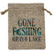Gone Fishing Medium Burlap Gift Bag - Front (Personalized)