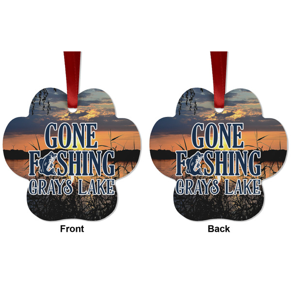 Gone Fishing Metal Paw Ornament - Front and Back