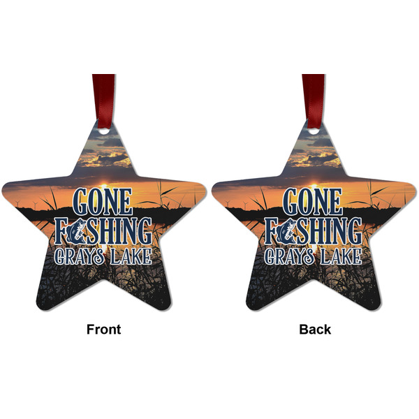 Gone Fishing Metal Star Ornament - Front and Back