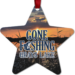 Gone Fishing Metal Star Ornament - Double Sided w/ Photo