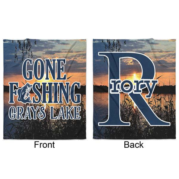 Gone Fishing Minky Blanket - 50"x60" - Double Sided - Front & Back
