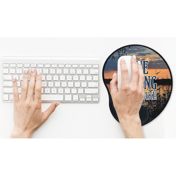 Gone Fishing Mouse Pad with Wrist Rest - LIFESYTLE 2 (in use)