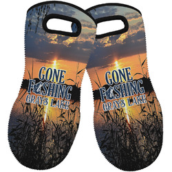Gone Fishing Neoprene Oven Mitts - Set of 2 w/ Photo