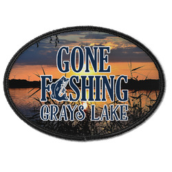 Gone Fishing Iron On Oval Patch w/ Photo