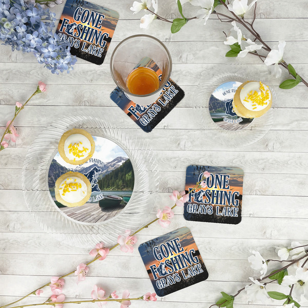 Gone Fishing Paper Coasters - In Context