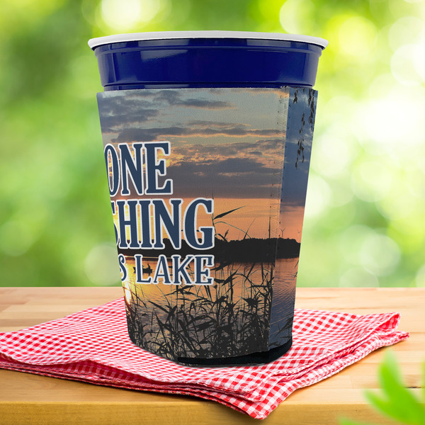 Gone Fishing Party Cup Sleeves - with bottom - Lifestyle