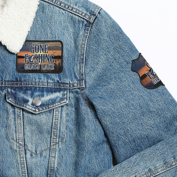 Gone Fishing Patches Lifestyle Jean Jacket Detail