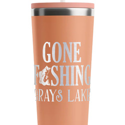 Gone Fishing RTIC Everyday Tumbler with Straw - 28oz - Peach - Double-Sided (Personalized)
