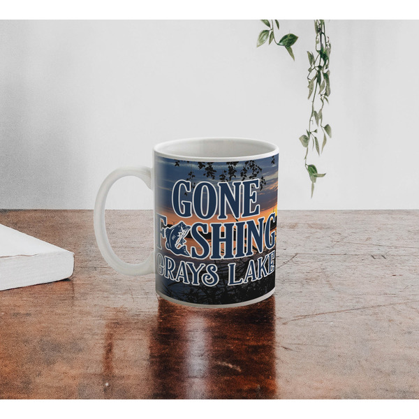 Gone Fishing Personalized Coffee Mug - Lifestyle